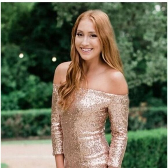 Revelry Off the Shoulder Ember Red Sequin Maxi Dress Gown Size 18 - Picture 9 of 9